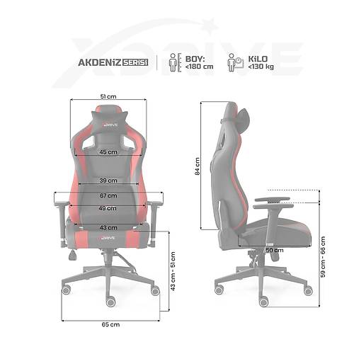 xDrive Akdeniz Profesyonel Oyuncu Koltu�u K�rm�z�/Siyah