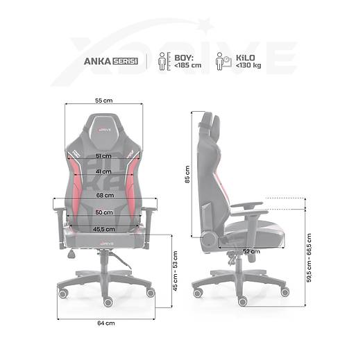 xDrive Anka Sport Oyuncu Koltu�u Beyaz/K�rm�z� TFF 1923