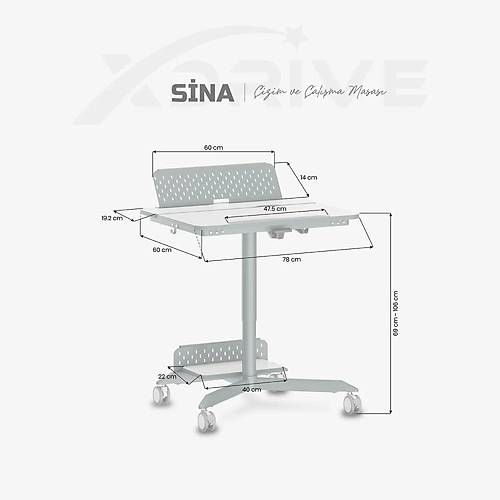 xDrive Sina Y�kseklik Ayarl� �izim ve �al��ma Masas� Ye�il/Beyaz 78x60