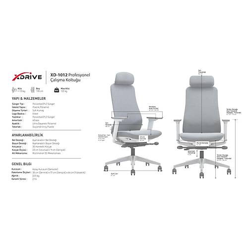 xDrive XD-1012 Fileli Balkl alma Koltuu Gri