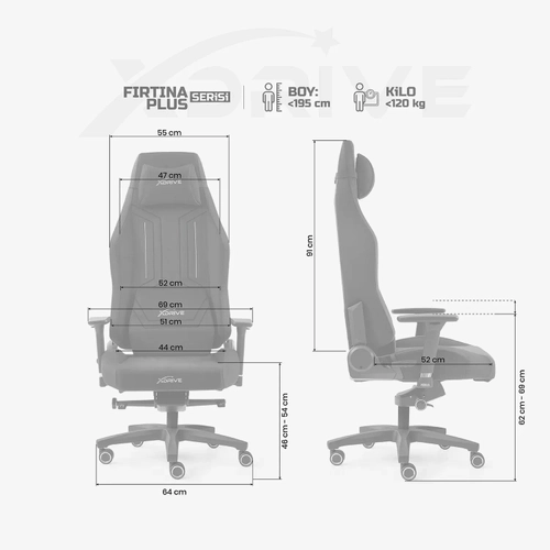 xDrive F�rt�na Plus Profesyonel Oyuncu Koltu�u Kuma� Siyah/K�rm�z�