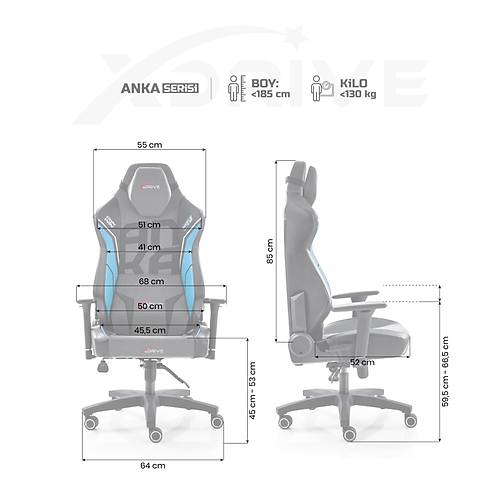 xDrive Anka Sport Oyuncu Koltu�u Mavi/Siyah