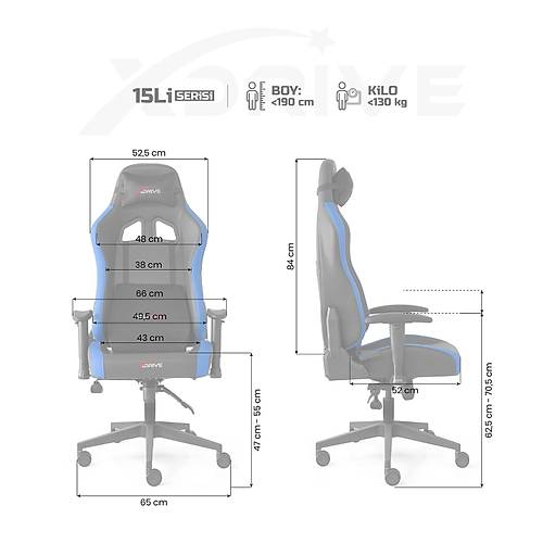 xDrive 15'Li Profesyonel Oyuncu Koltu�u Mavi/Siyah