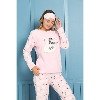 Moda Çizgi Welsoft Polar Kadýn Pijama Takýmý 8454