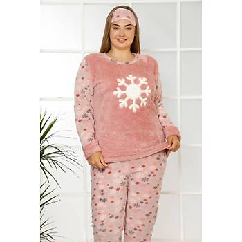 Moda Çizgi Welsoft Polar Kadýn Büyük Beden Pijama Takýmý 808016