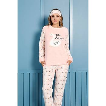 Moda Çizgi Welsoft Polar Kadýn Pijama Takýmý 8455