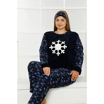 Moda Çizgi Welsoft Polar Kadýn Büyük Beden Pijama Takýmý 808015