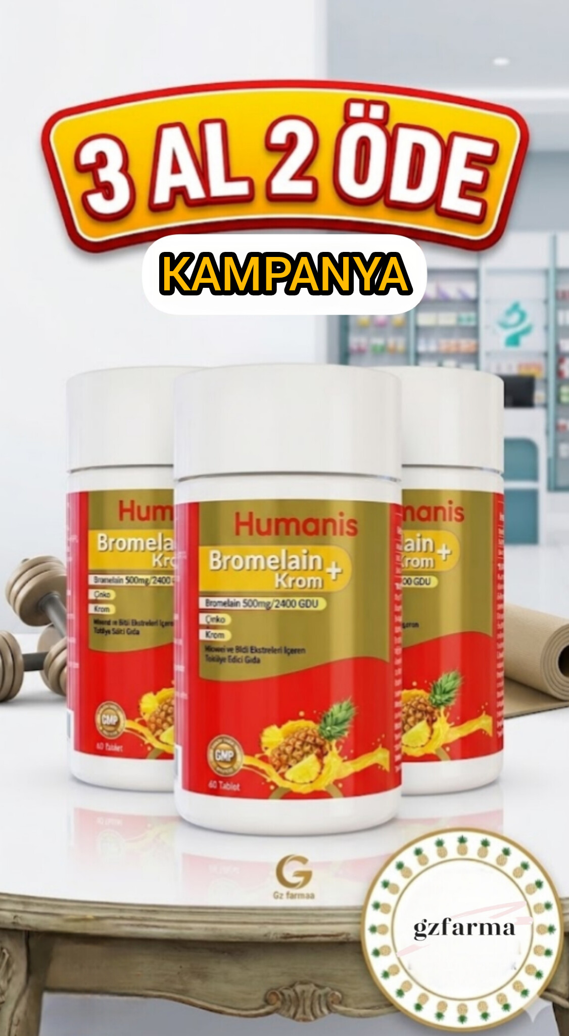 Humanis BROMELAİN KROM  3 AL 2 ÖDE KAMPANYALI