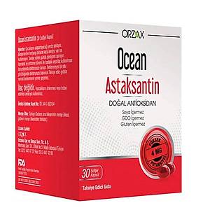 Orzax Ocean Astaxanthin Natural Antioxidant 30 Kaps�l Do�al Antioksidan Takviyesi