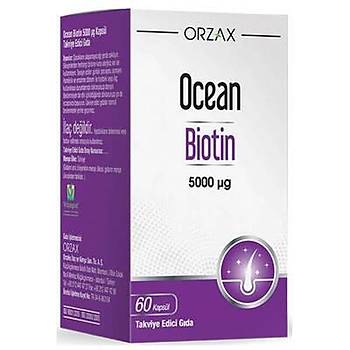 Orzax Ocean Biotin 5000ug 60 Kapsül Biotin İçeren Gıda Takviyesi