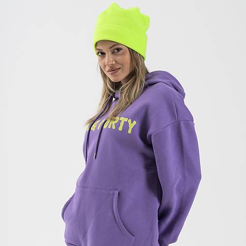 Kadın Neon Yeşil Düz Polar Bere