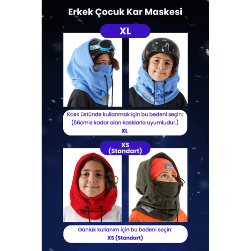 Erkek ocuk Beyaz Polar Kar Maskesi 