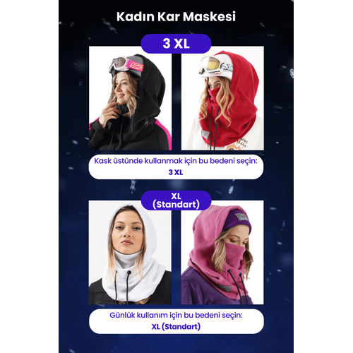 Kadn Polar Koyu Gri Kar Maskesi