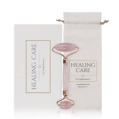 Doğal Taş Pembe Kuvars Roller & Gua Sha & At Kılı Yüz Masaj Fırçası (3'lü Set)