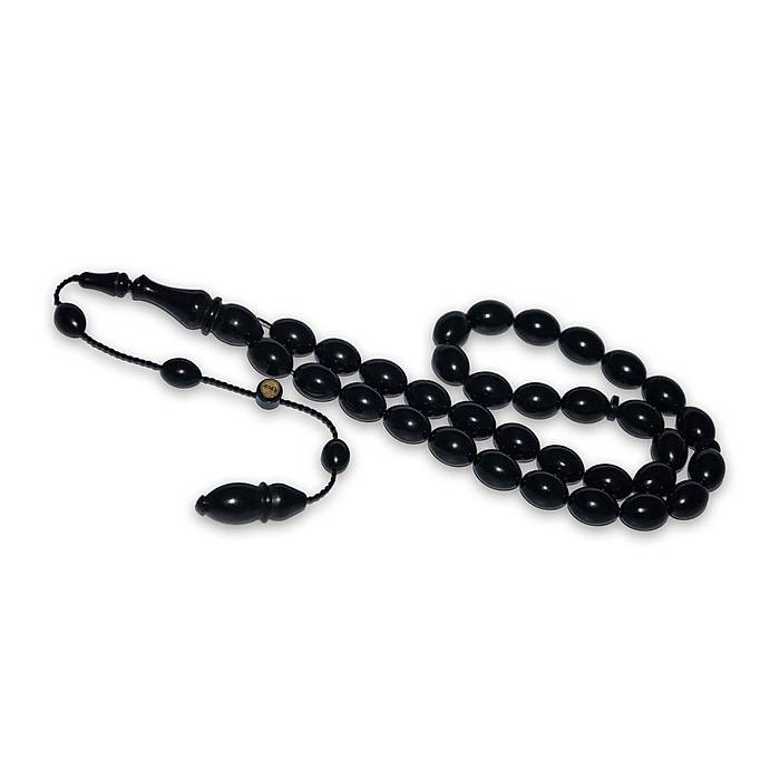 Muhammed Tacir Siyah S�kma Kehribar Tesbih