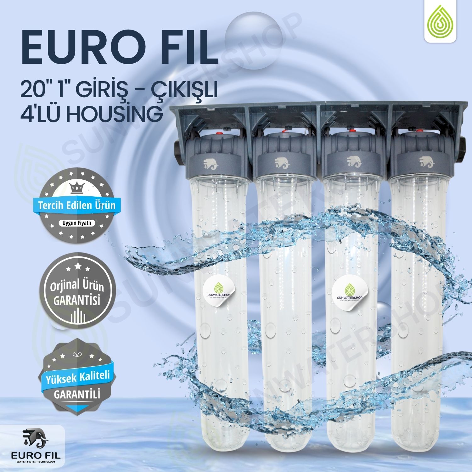 EURO FIL 20" 1" GİRİŞ  ÇIKIŞ 4LÜ HOUSING