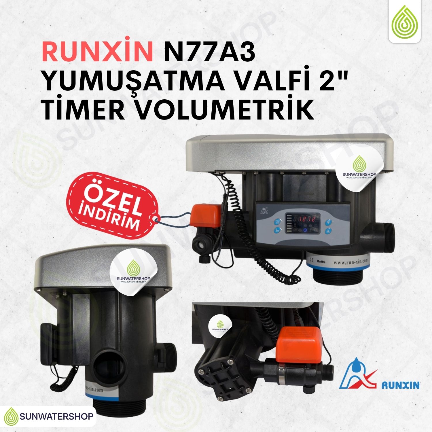 Runxin N77A3 Yumuşatma Valfi 2" Timer Volumetrik