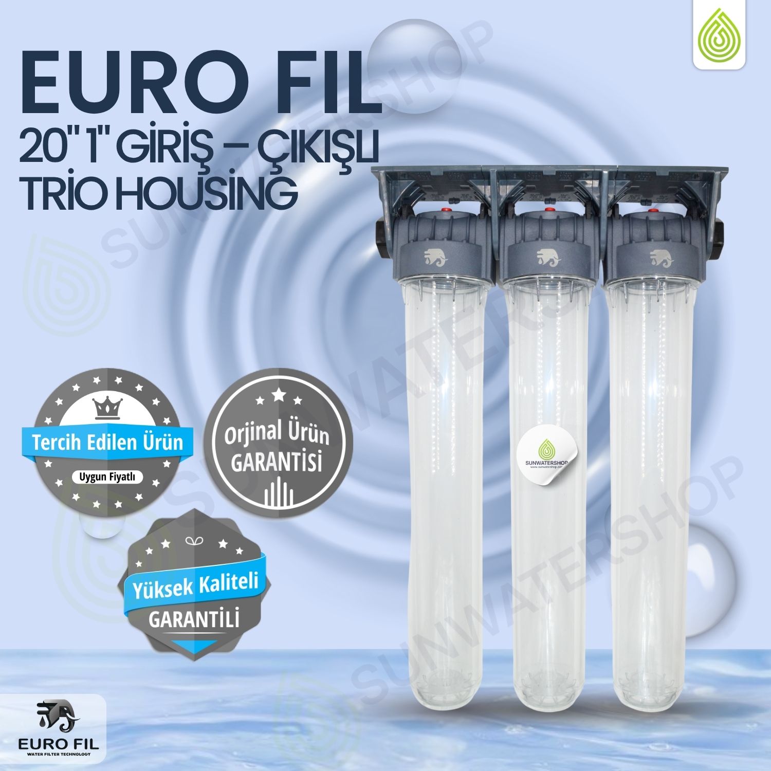 EURO FIL 20" 1" GİRİŞ  ÇIKIŞ TRIO HOUSING