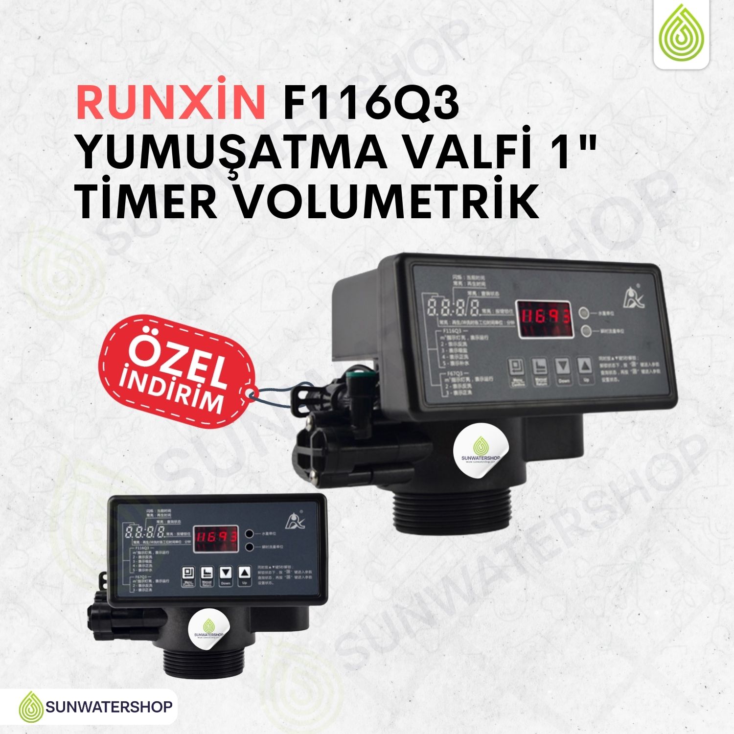 Runxin F116Q3 Yumuşatma Valfi 1" Timer Volumetrik