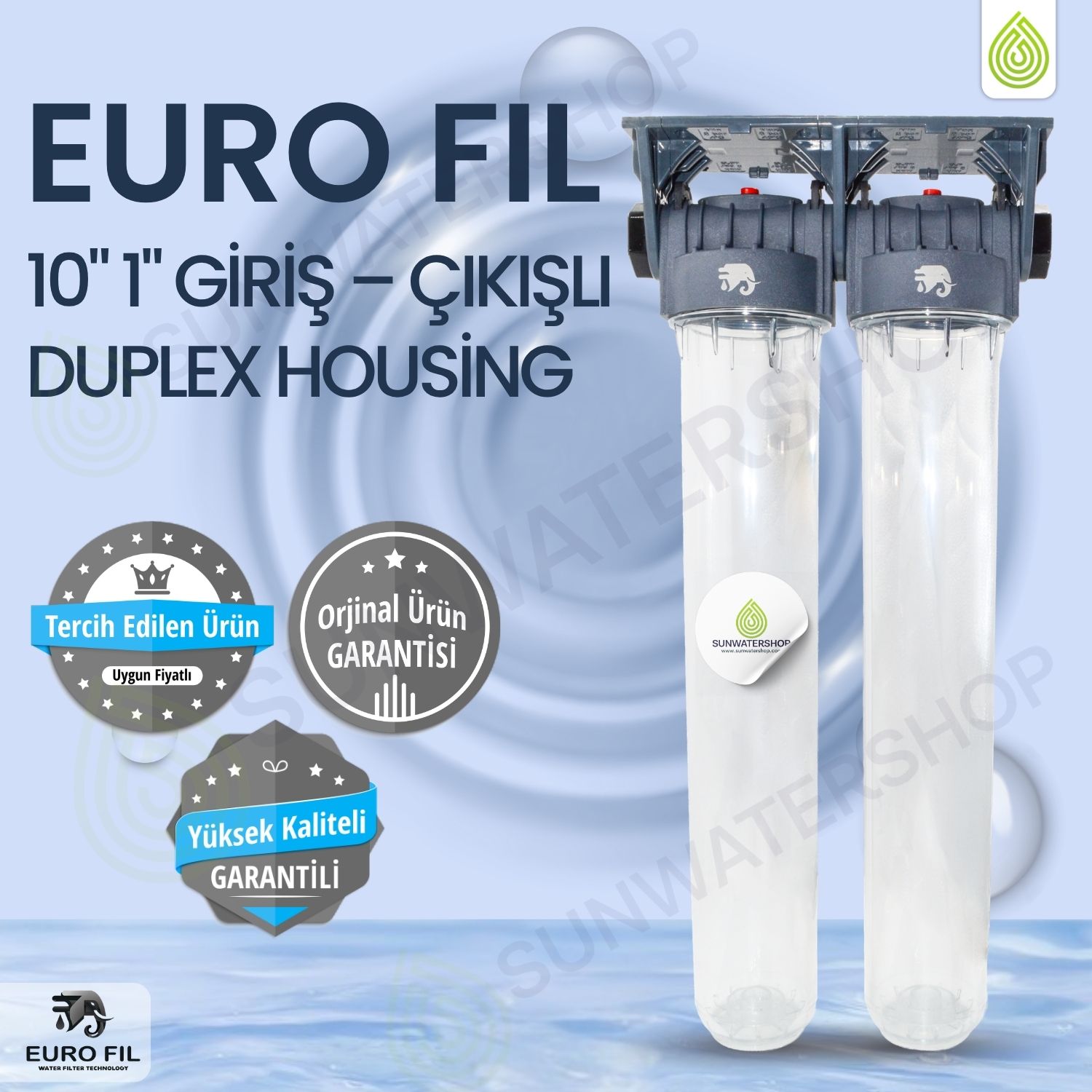 EURO FIL 20" 1" Giriş  Çıkış Duplex Housing