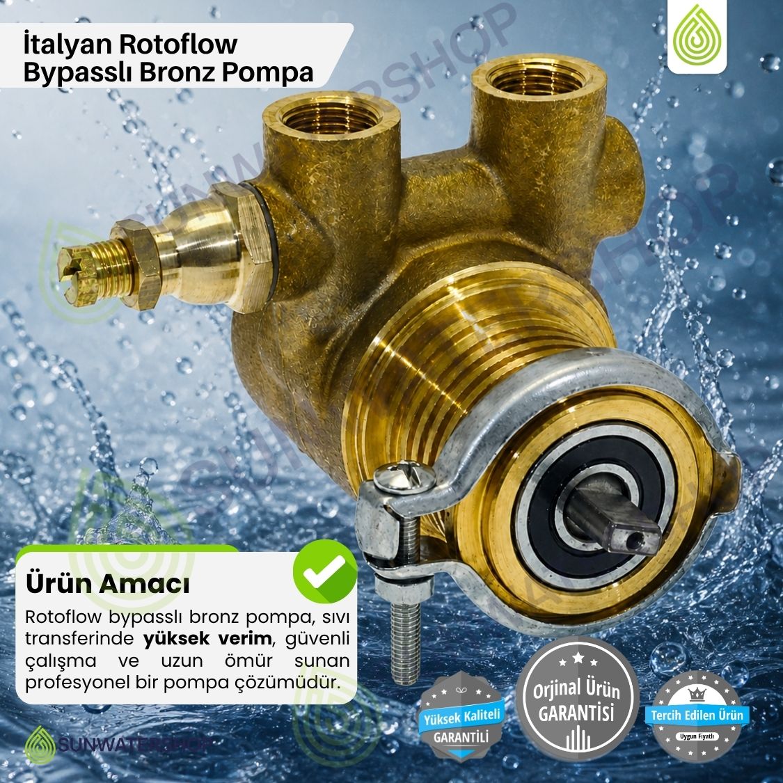 İtalyan Rotoflow Bypasslı Bronz Pompa