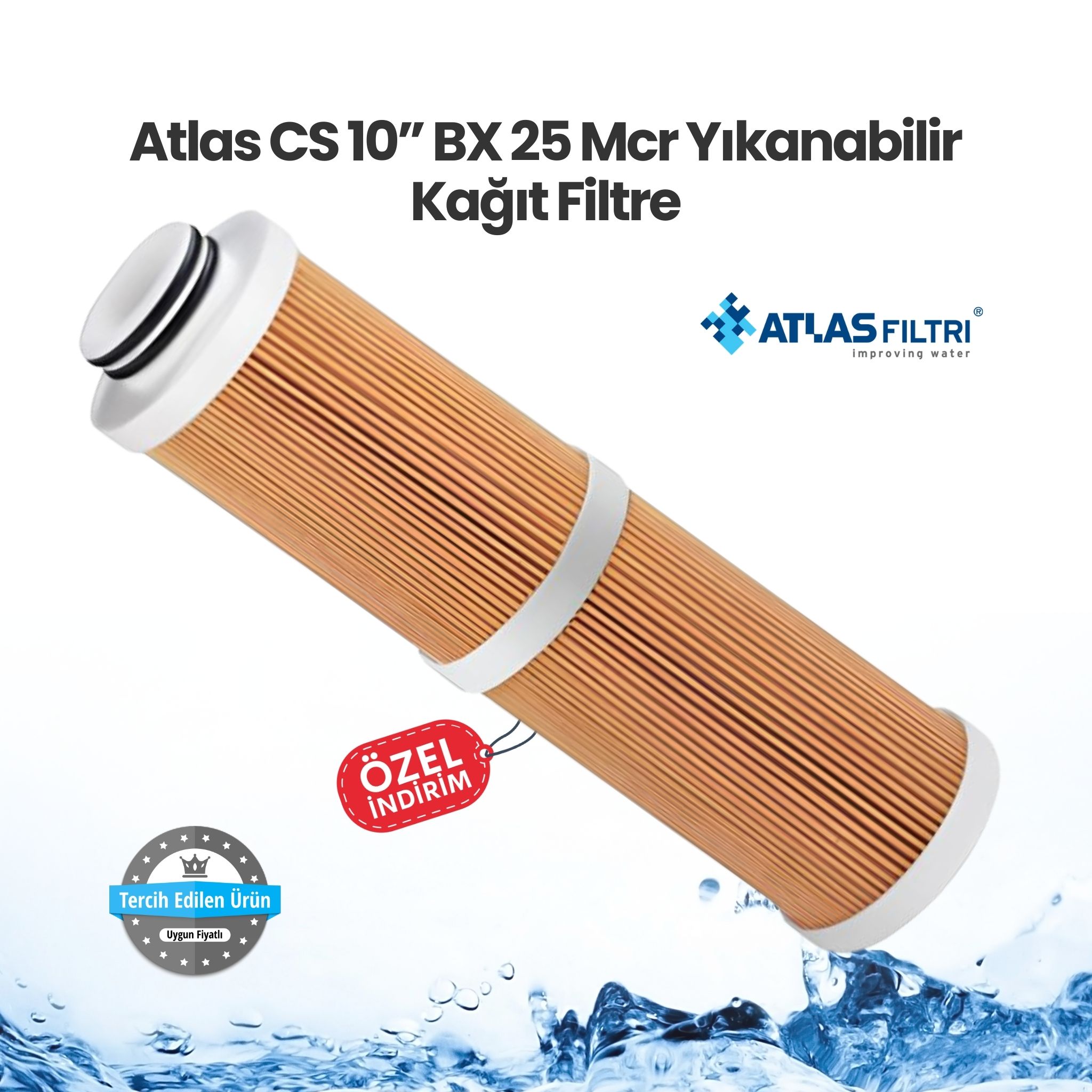 Atlas CS 10 BX 25 Mcr Yıkanabilir Kağıt Filtre