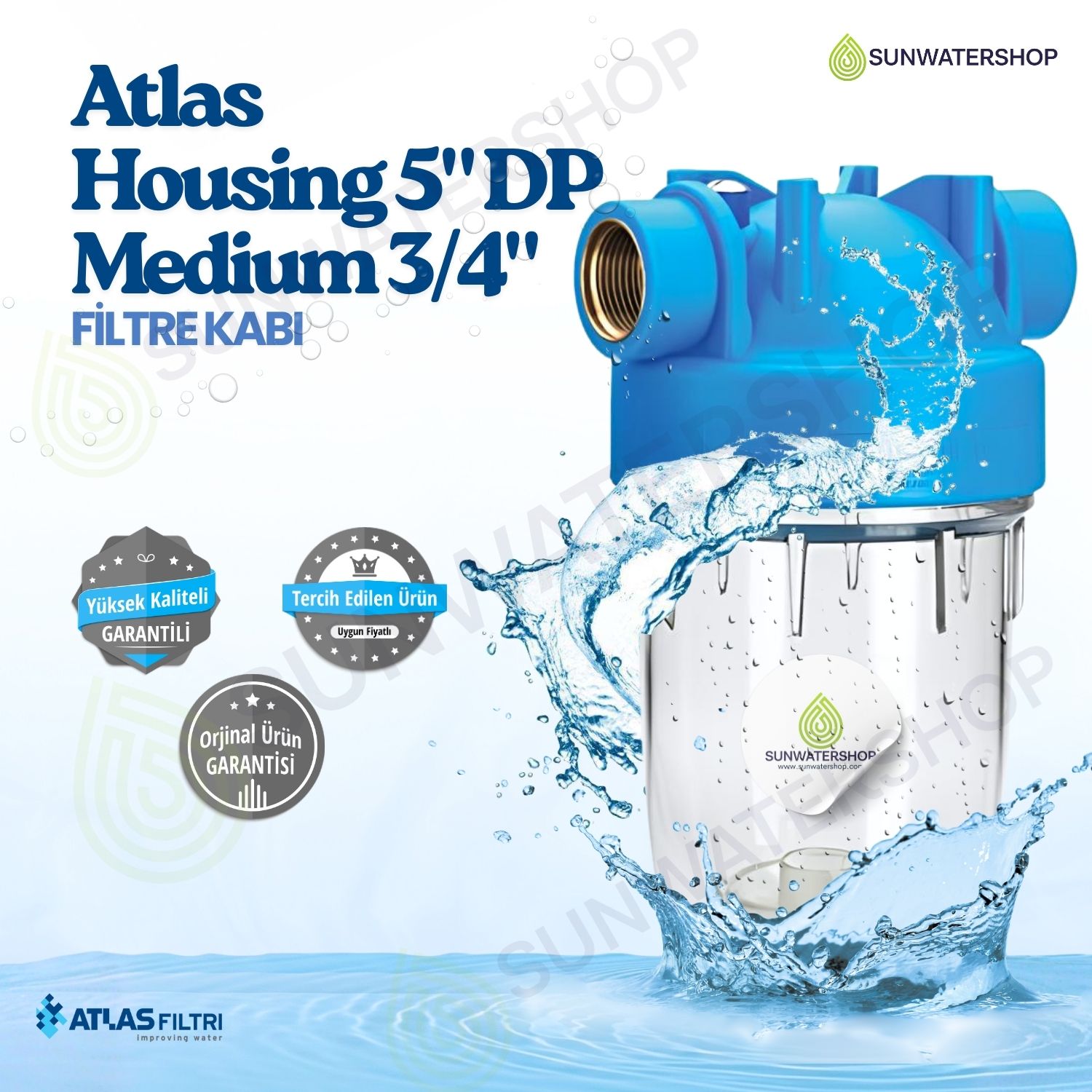 Atlas Housing 5" DP Medium  3/4" Filtre Kabı