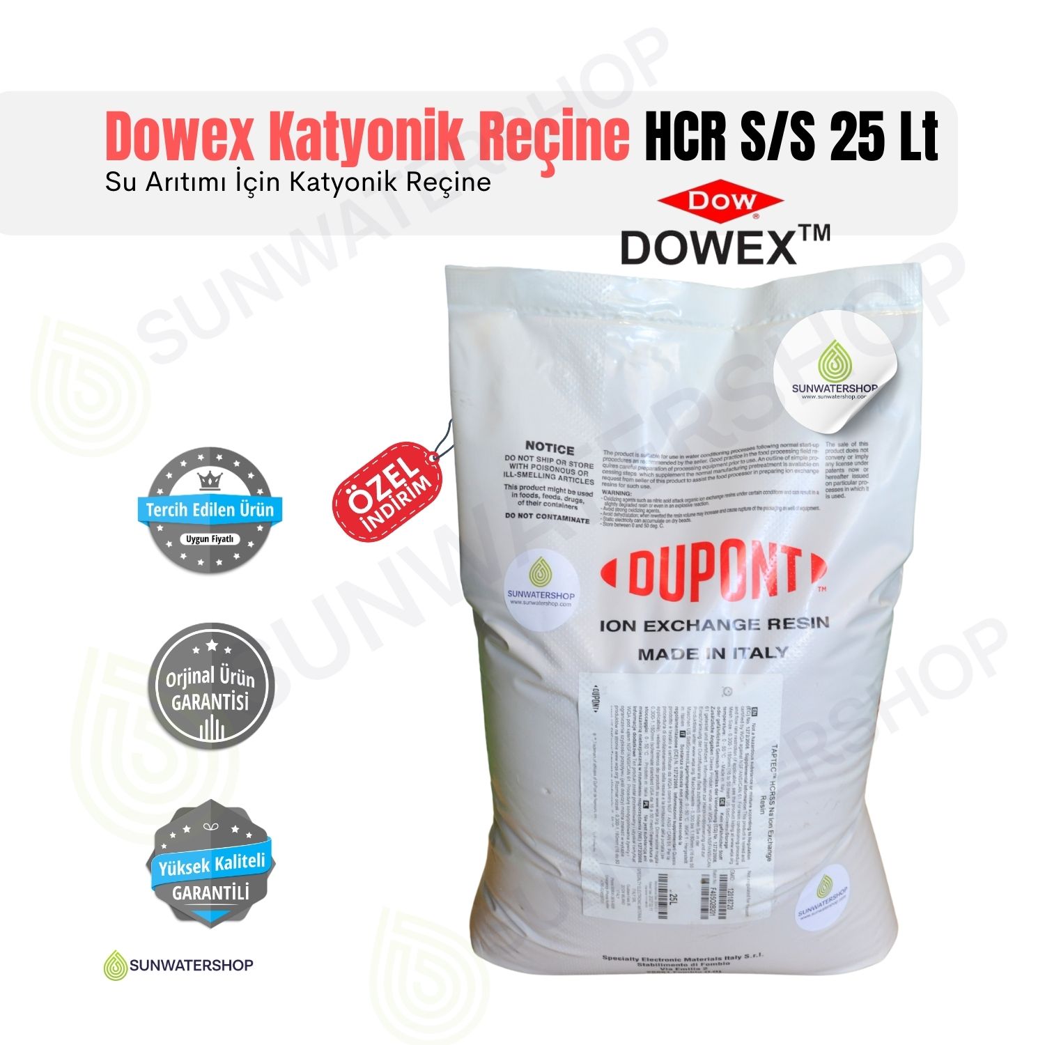 Dowex / Dupont Katyonik Reçine HCR S/S 25 Lt