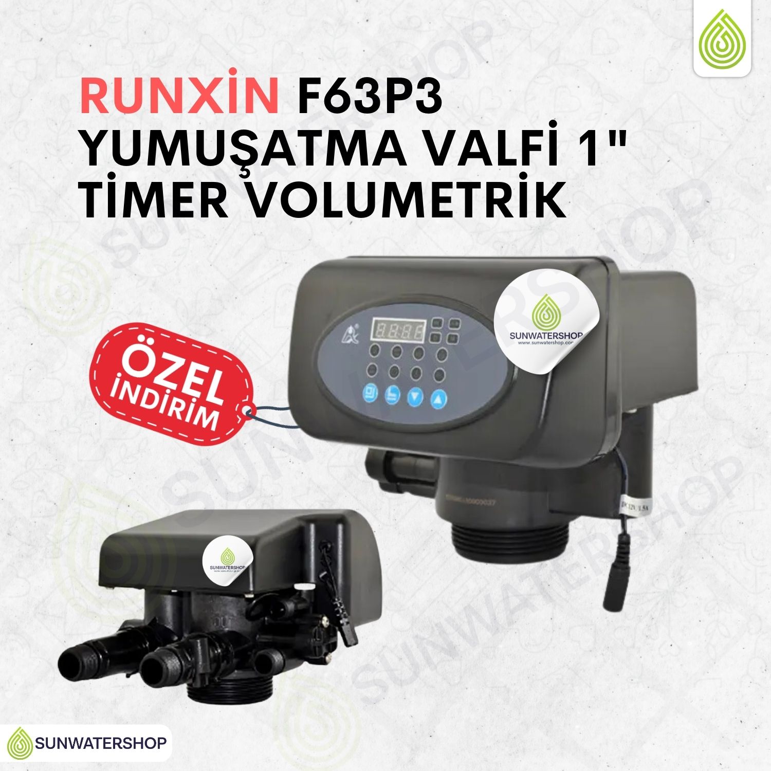 Runxin F63P3 Yumuşatma Valfi 1" Timer  Volumetrik