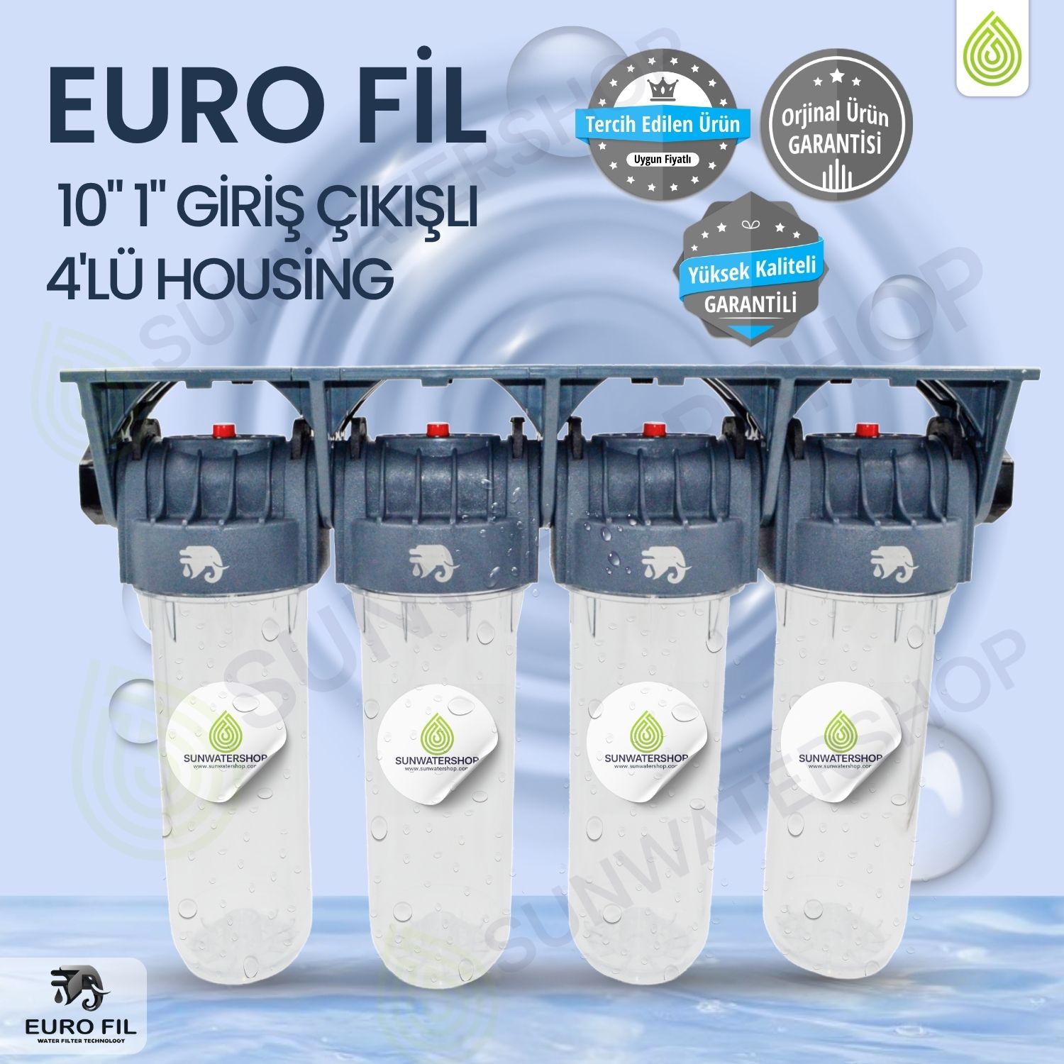 EURO FİL 10" 1" Giriş - Çıkışlı 4'lü Housing