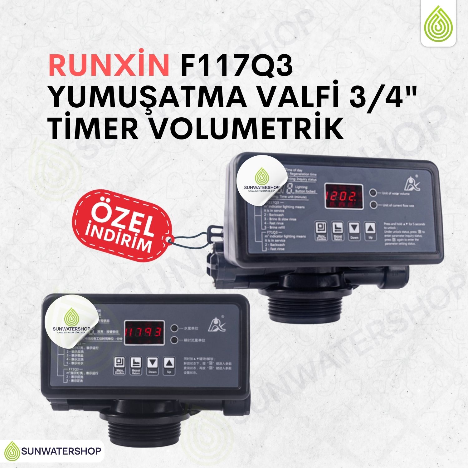 Runxin F117Q3 Yumuşatma Valfi  3/4" Volumetrik