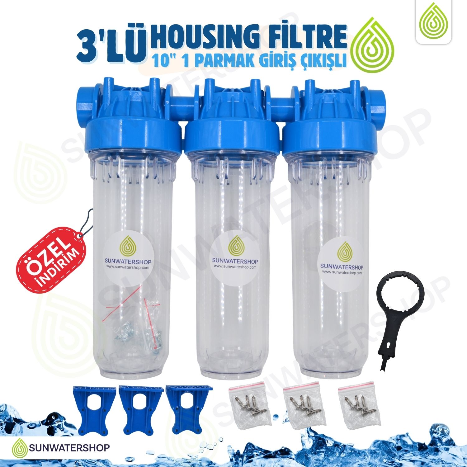 10'' Housing 3'lü 1'' Giriş Çıkışlı Filtre Kabı
