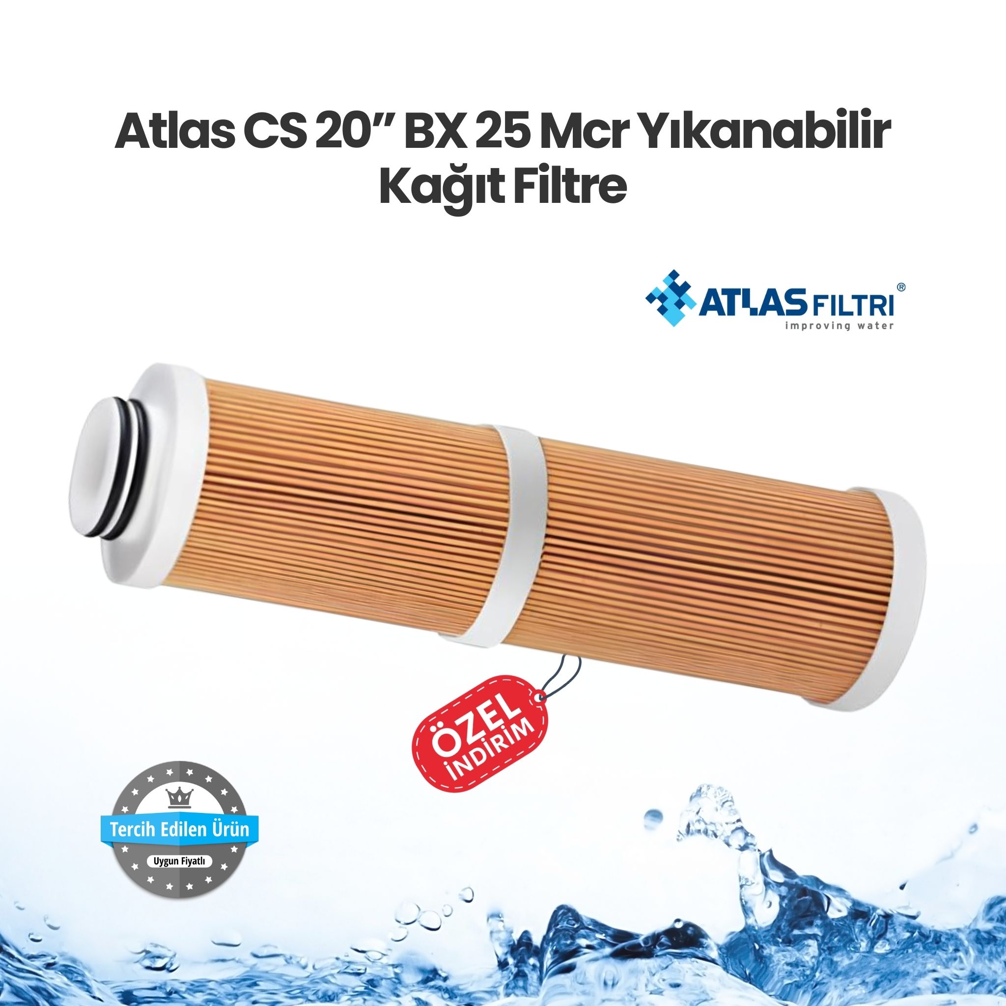 Atlas CS 20 BX 25 Mcr Yıkanabilir Kağıt Filtre