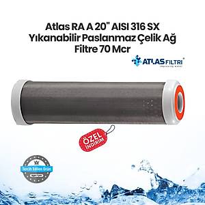 Atlas RA A 20'' AISI 316 SX Y�kanabilir Paslanmaz �elik A� Filtre 70 Mcr
