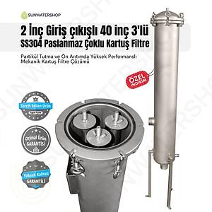 40'' 3'l� SS304 Paslanmaz �oklu Kartu� Filtre
