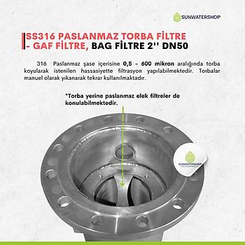 25 Bar Basnca Dayankl SS316 Torba Filtre 2'' DN50 ( Bag Filtre -Gaf Filtre)