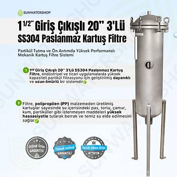 20'' 3'l� SS304 Paslanmaz �oklu Kartu� Filtre