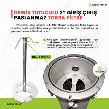Demir Tutuculu Paslanmaz Torba Filtre 2'' DN50 (Bag Filtre-Gaf Filtre)