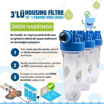 10'' Housing 3'l� 1'' Giri� ��k��l� Filtre Kab�