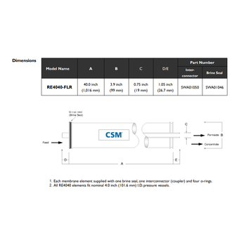 Csm RE4040 FLR Reverse Osmoz Membran