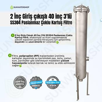 40'' 3'l SS304 Paslanmaz oklu Kartu Filtre