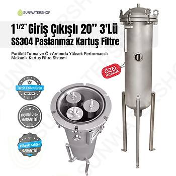 20'' 3'l� SS304 Paslanmaz �oklu Kartu� Filtre