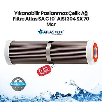 Ykanabilir Paslanmaz elik A Filtre Atlas SA C 10'' AISI 304 SX 70 Mcr