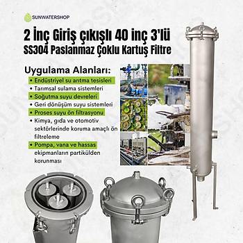40'' 3'l SS304 Paslanmaz oklu Kartu Filtre