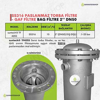25 Bar Bas�nca Dayan�kl� SS316 Torba Filtre 2'' DN50 ( Bag Filtre -Gaf Filtre)