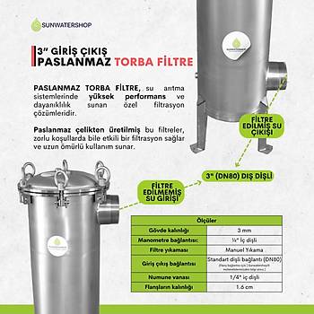 Paslanmaz Torba Filtre 3'' DN80 (Bag Filtre-Gaf Filtre)