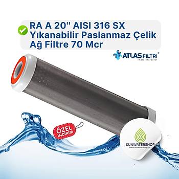 Atlas RA A 20'' AISI 316 SX Ykanabilir Paslanmaz elik A Filtre 70 Mcr