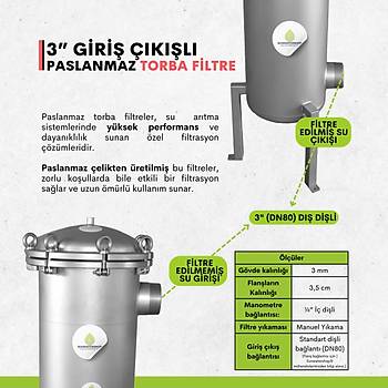 Bag Filtre 3'' DN80 ( Paslanmaz Torba Filtre -Gaf Filtre)