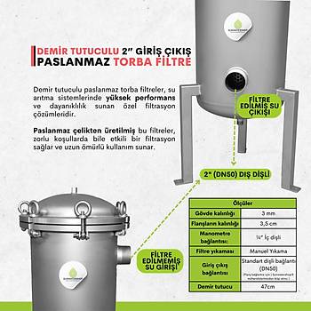 Demir Tutuculu Paslanmaz Torba Filtre 2'' DN50 (Bag Filtre-Gaf Filtre)