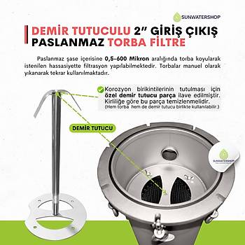 Demir Tutuculu Paslanmaz Torba Filtre 2'' DN50 (Bag Filtre-Gaf Filtre)